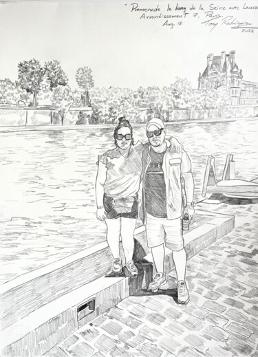 Zeichnungen mit dem Titel "Drawings from Paris…" von Tony Rodriguez(Juan Antonio Rodriguez Ol, Original-Kunstwerk, Graphit