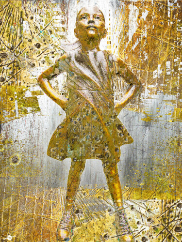 Malerei mit dem Titel "Fearless Girl Futur…" von Tony Rubino, Original-Kunstwerk, Acryl