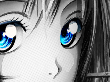 Ζωγραφική με τίτλο "Anime Girl Eyes 2 B…" από Tony Rubino, Αυθεντικά έργα τέχνης, Ακρυλικό