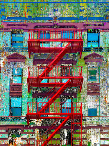 Pintura titulada "Fire Escapes New Yo…" por Tony Rubino, Obra de arte original, Acrílico