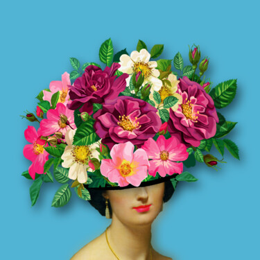 Painting titled "Flower Woman Surreal" by Tony Rubino, Original Artwork, Acrylic