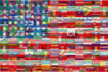 Malerei mit dem Titel "American Flags Of T…" von Tony Rubino, Original-Kunstwerk, Acryl