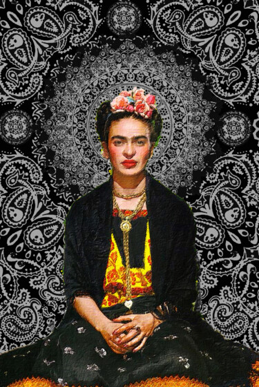 Malerei mit dem Titel "Frida Kahlo 4" von Tony Rubino, Original-Kunstwerk, Acryl