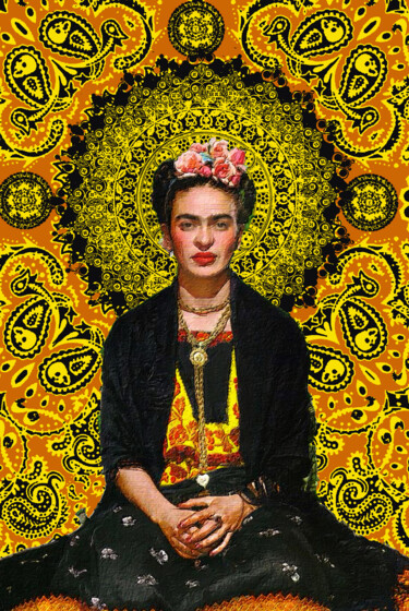 Painting titled "Frida Kahlo 3" by Tony Rubino, Original Artwork, Acrylic Mounted on Wood Stretcher frame