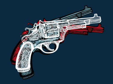 Malerei mit dem Titel "Pop Art Gun" von Tony Rubino, Original-Kunstwerk, Acryl Auf Keilrahmen aus Holz montiert