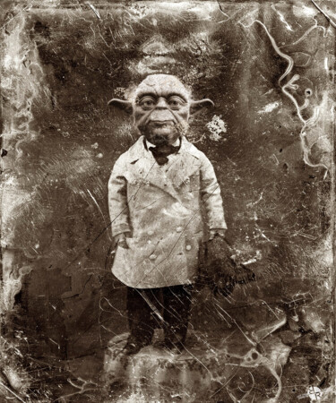 Painting titled "Yoda Star Wars Anti…" by Tony Rubino, Original Artwork, Acrylic Mounted on Wood Stretcher frame