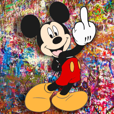 Painting titled "Mickey Mouse Finger…" by Tony Rubino, Original Artwork, Acrylic Mounted on Wood Stretcher frame
