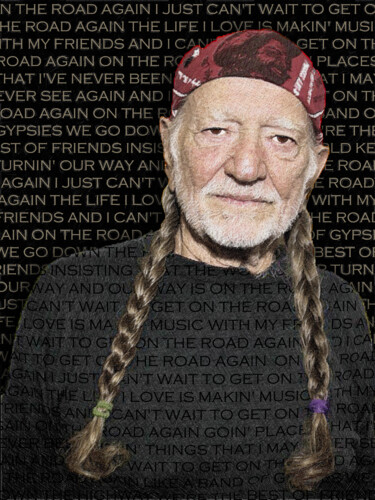 Painting titled "Willie Nelson And O…" by Tony Rubino, Original Artwork, Acrylic Mounted on Wood Stretcher frame