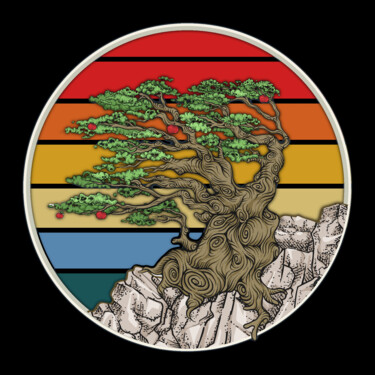 Painting titled "Bonsai Tree In Japa…" by Tony Rubino, Original Artwork, Acrylic Mounted on Wood Stretcher frame