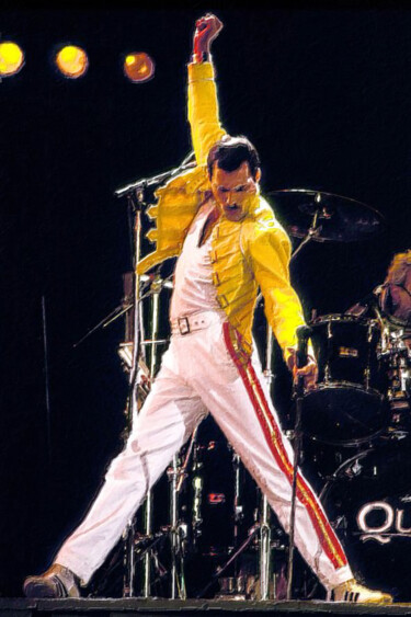 Painting titled "Freddie Mercury Que…" by Tony Rubino, Original Artwork, Acrylic Mounted on Wood Stretcher frame