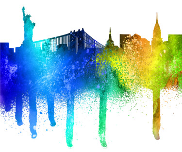 Картина под названием "Urban New York City…" - Tony Rubino, Подлинное произведение искусства, Акрил Установлен на Деревянная…