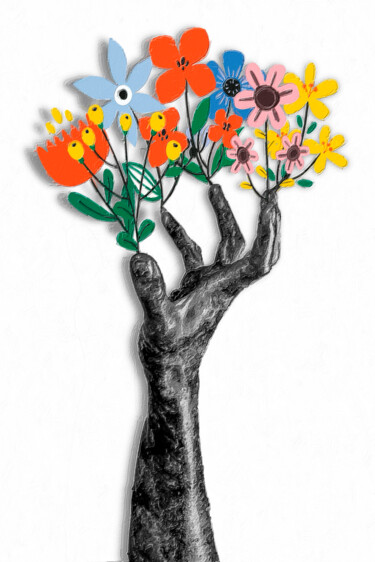 绘画 标题为“Hand Flower Tree Fl…” 由Tony Rubino, 原创艺术品, 丙烯 安装在木质担架架上