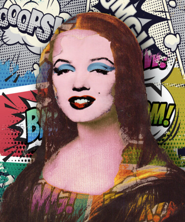 Картина под названием "Marilyn Monroe Mona…" - Tony Rubino, Подлинное произведение искусства, Акрил Установлен на Деревянная…