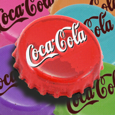 绘画 标题为“Coca-Cola Cap” 由Tony Rubino, 原创艺术品, 丙烯 安装在木质担架架上