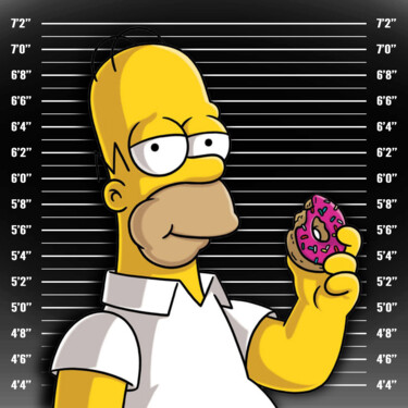 Pittura intitolato "Homer Simpson Mug h…" da Tony Rubino, Opera d'arte originale, Acrilico Montato su Telaio per barella in…