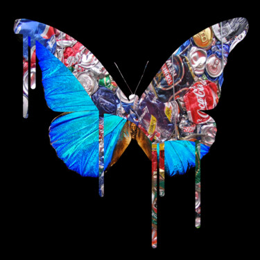 Painting titled "Butterfly Melt Cans…" by Tony Rubino, Original Artwork, Acrylic Mounted on Wood Stretcher frame
