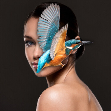 Картина под названием "Bird Woman" - Tony Rubino, Подлинное произведение искусства, Акрил Установлен на Деревянная рама для…