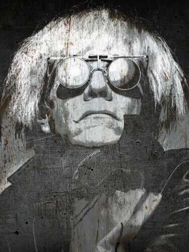 Painting titled "Andy Warhol Sun Gla…" by Tony Rubino, Original Artwork, Acrylic Mounted on Wood Stretcher frame