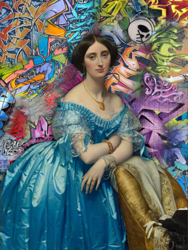 Картина под названием "Graffiti Woman" - Tony Rubino, Подлинное произведение искусства, Акрил Установлен на Деревянная рама…