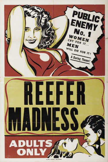 Painting titled "Reefer Madness Post…" by Tony Rubino, Original Artwork, Acrylic Mounted on Wood Stretcher frame