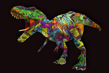 Painting titled "Tyrannosaurus Rex D…" by Tony Rubino, Original Artwork, Acrylic Mounted on Wood Stretcher frame