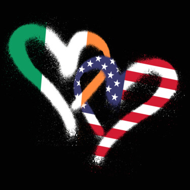 Pintura intitulada "Flag Heart Ireland…" por Tony Rubino, Obras de arte originais, Acrílico Montado em Armação em madeira