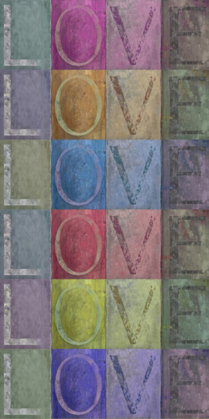 Schilderij getiteld "Love Love Love Love…" door Tony Rubino, Origineel Kunstwerk, Acryl Gemonteerd op Frame voor houten bran…