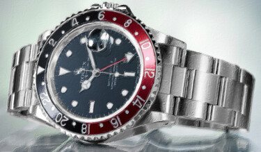 Painting titled "Rolex Painting Red…" by Tony Rubino, Original Artwork, Acrylic Mounted on Wood Stretcher frame