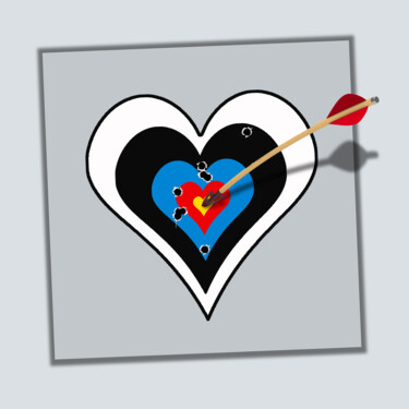 Malarstwo zatytułowany „Heart Love Bullseye” autorstwa Tony Rubino, Oryginalna praca, Akryl Zamontowany na Drewniana rama no…