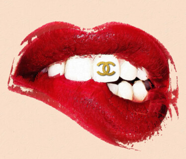 Pintura titulada "Chanel Sexy Lip Bit…" por Tony Rubino, Obra de arte original, Acrílico Montado en Bastidor de camilla de m…
