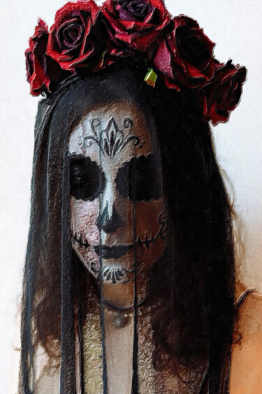 Painting titled "Scary Woman Bride S…" by Tony Rubino, Original Artwork, Acrylic Mounted on Wood Stretcher frame
