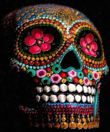 Pintura titulada "Sugar Skull Pattern…" por Tony Rubino, Obra de arte original, Acrílico Montado en Bastidor de camilla de m…
