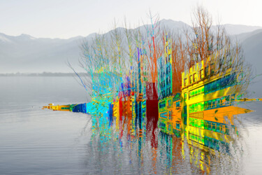 Malerei mit dem Titel "Juxtaposition City…" von Tony Rubino, Original-Kunstwerk, Acryl Auf Keilrahmen aus Holz montiert