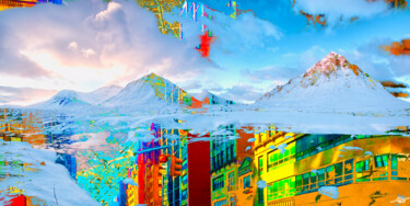 Картина под названием "Juxtaposition City…" - Tony Rubino, Подлинное произведение искусства, Акрил Установлен на Деревянная…