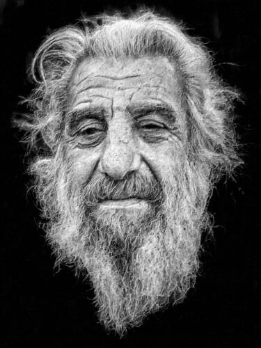 Картина под названием "Old Man Painting" - Tony Rubino, Подлинное произведение искусства, Акрил Установлен на Деревянная рам…