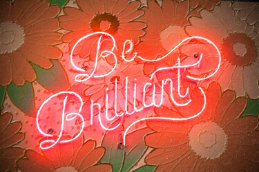 Painting titled "Be Brilliant Neon S…" by Tony Rubino, Original Artwork, Acrylic Mounted on Wood Stretcher frame