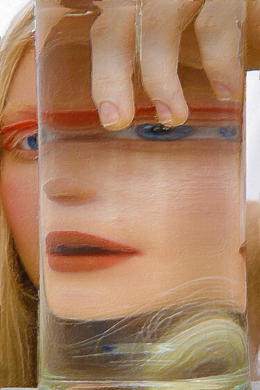 Картина под названием "Woman Distorted Gla…" - Tony Rubino, Подлинное произведение искусства, Акрил Установлен на Деревянная…