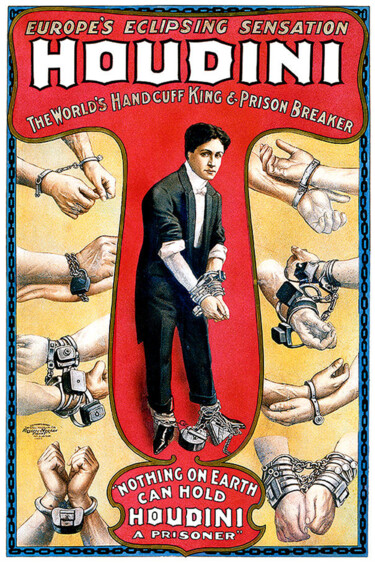Peinture intitulée "Harry Houdini Magic…" par Tony Rubino, Œuvre d'art originale, Acrylique Monté sur Châssis en bois