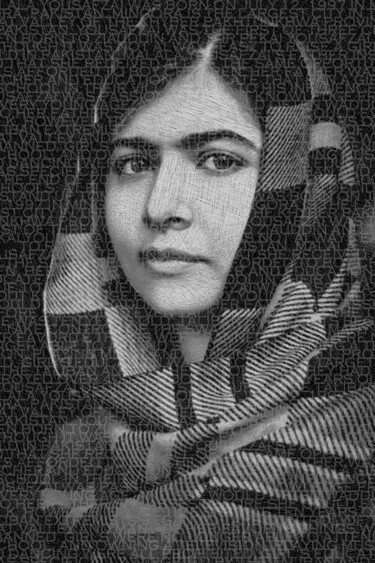 Painting titled "Malala Yousafzai An…" by Tony Rubino, Original Artwork, Acrylic Mounted on Wood Stretcher frame