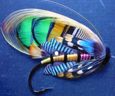 Картина под названием "Fly Fishing Lure Pa…" - Tony Rubino, Подлинное произведение искусства, Акрил Установлен на Деревянная…