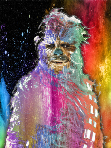 Painting titled "Star Wars Pop Chewb…" by Tony Rubino, Original Artwork, Acrylic Mounted on Wood Stretcher frame