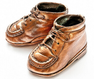 Картина под названием "Bronze Baby Shoes" - Tony Rubino, Подлинное произведение искусства, Акрил Установлен на Деревянная ра…
