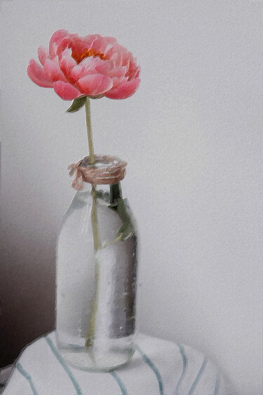 Ζωγραφική με τίτλο "Pink Flower Floral…" από Tony Rubino, Αυθεντικά έργα τέχνης, Ακρυλικό Τοποθετήθηκε στο Ξύλινο φορείο σκε…