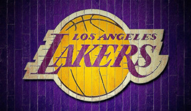Painting titled "LA Lakers Basketbal…" by Tony Rubino, Original Artwork, Acrylic Mounted on Wood Stretcher frame