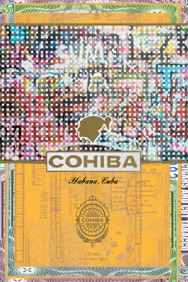 Ζωγραφική με τίτλο "Cohiba Cuban Cigar…" από Tony Rubino, Αυθεντικά έργα τέχνης, Ακρυλικό Τοποθετήθηκε στο Ξύλινο φορείο σκε…