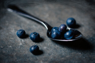 Ζωγραφική με τίτλο "Blueberry Blueberri…" από Tony Rubino, Αυθεντικά έργα τέχνης, Ακρυλικό Τοποθετήθηκε στο Ξύλινο φορείο σκ…
