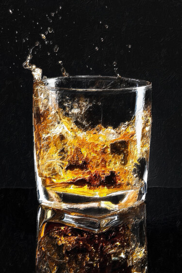 Pintura titulada "Splash Whiskey Scot…" por Tony Rubino, Obra de arte original, Acrílico Montado en Bastidor de camilla de m…