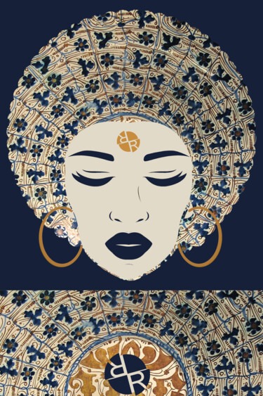 Malarstwo zatytułowany „Rubino Afro Woman” autorstwa Tony Rubino, Oryginalna praca, Akryl Zamontowany na Drewniana rama noszy