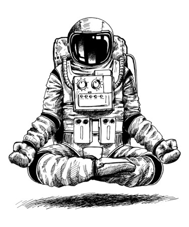 Картина под названием "Astronaut in spaces…" - Tony Rubino, Подлинное произведение искусства, Акрил Установлен на Деревянная…
