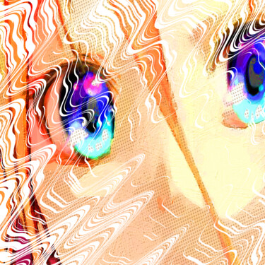 Картина под названием "Anime Girl Eyes Man…" - Tony Rubino, Подлинное произведение искусства, Акрил Установлен на Деревянная…